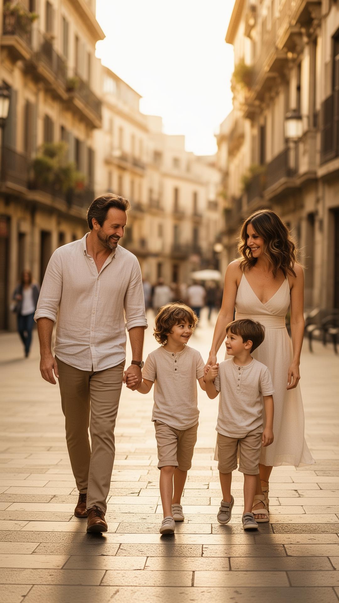 Familia instalándose en Barcelona